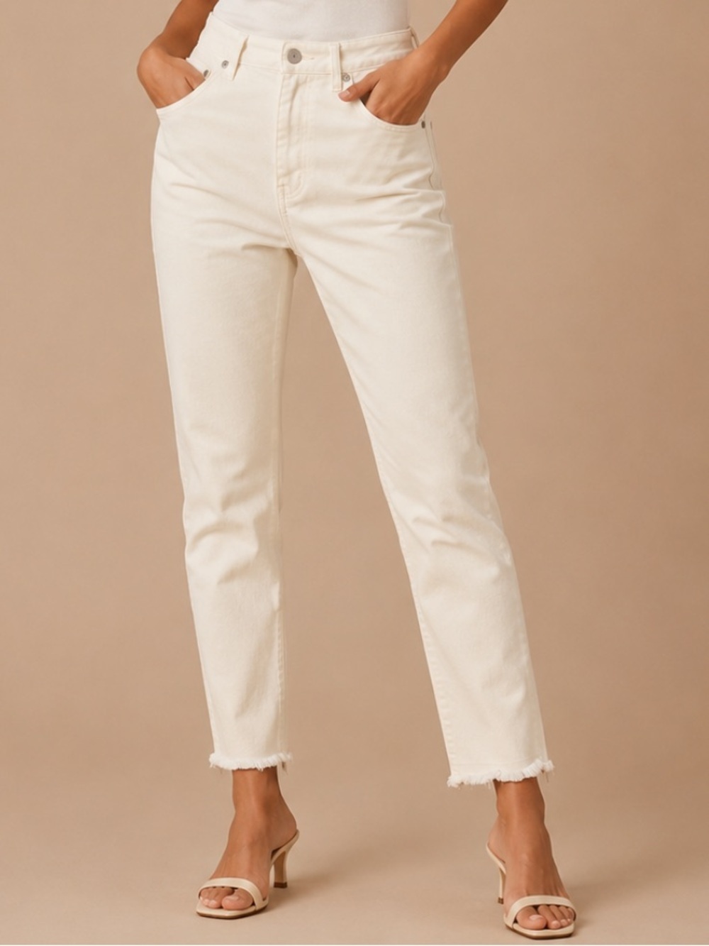 Vince Came High-Rise Straight Leg Jeans in White Size 8
